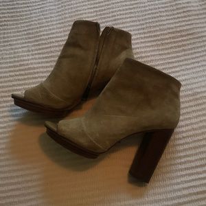 Suede Joie open-toe booties; Size 8.5